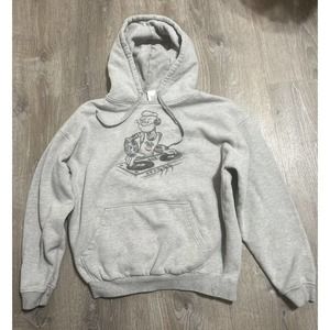 Popeye The Sailor man DJ Cartoon Themed Print Hooded Sweatshirt L